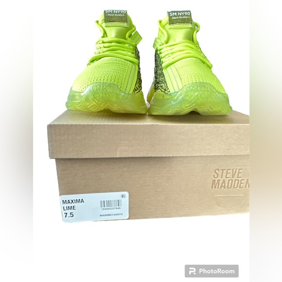 Steve Madden Maxima Lime Green Rhinestone Chunky Sneakers - Picture 5 of 7
